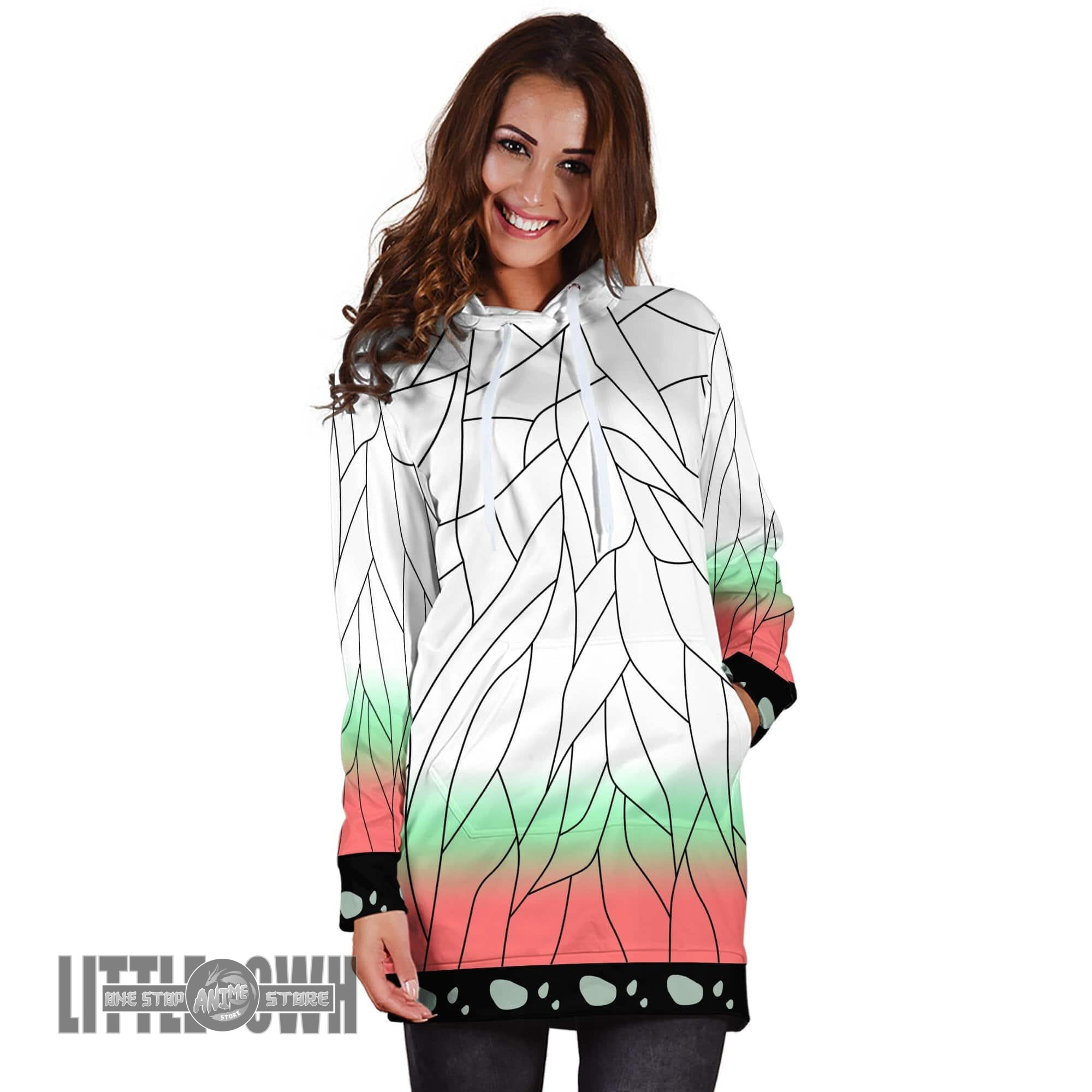 Shinobu Kocho Pattern Custom Anime Demon Slayer Women Hoodie Dress
