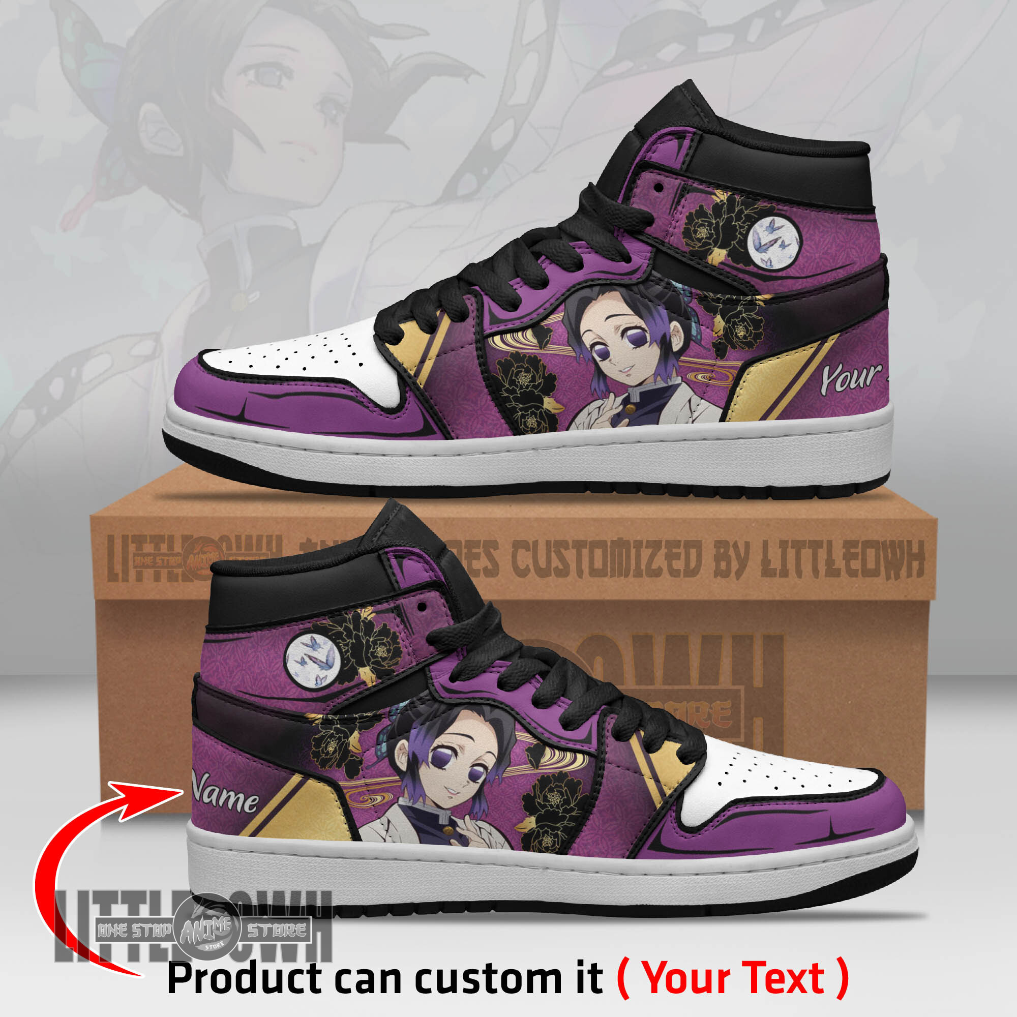 Shinobu Kochou Persionalized Shoes Demon Slayer Anime Boot Sneakers