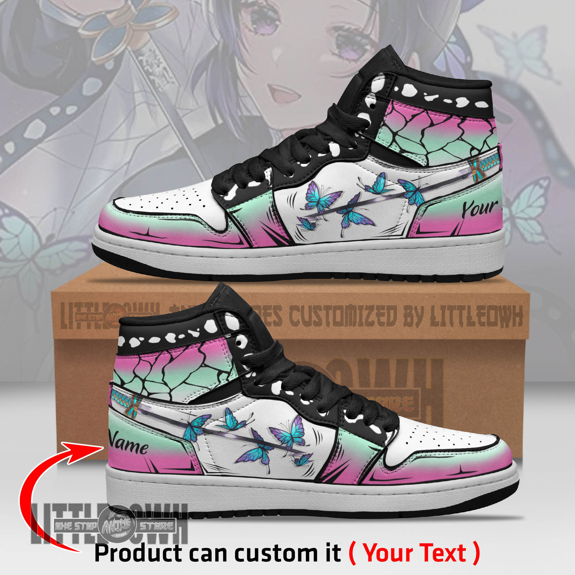 Shinobu Kochou Persionalized Shoes Sword Demon Slayer Anime Boot Sneakers