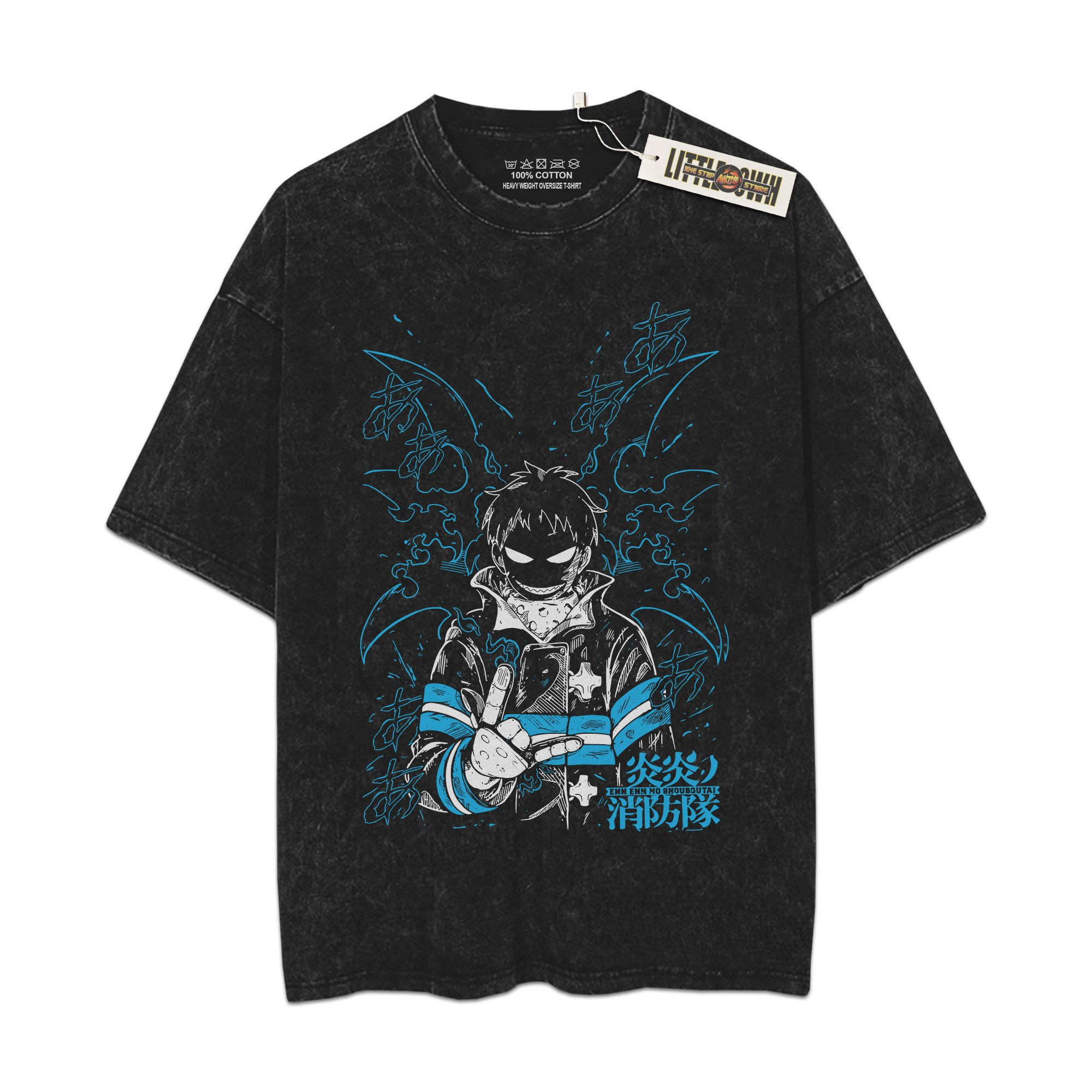 Shinra Kusakabe Devil FF Vintage Oversized Washed Tees - Custom Anime Tee