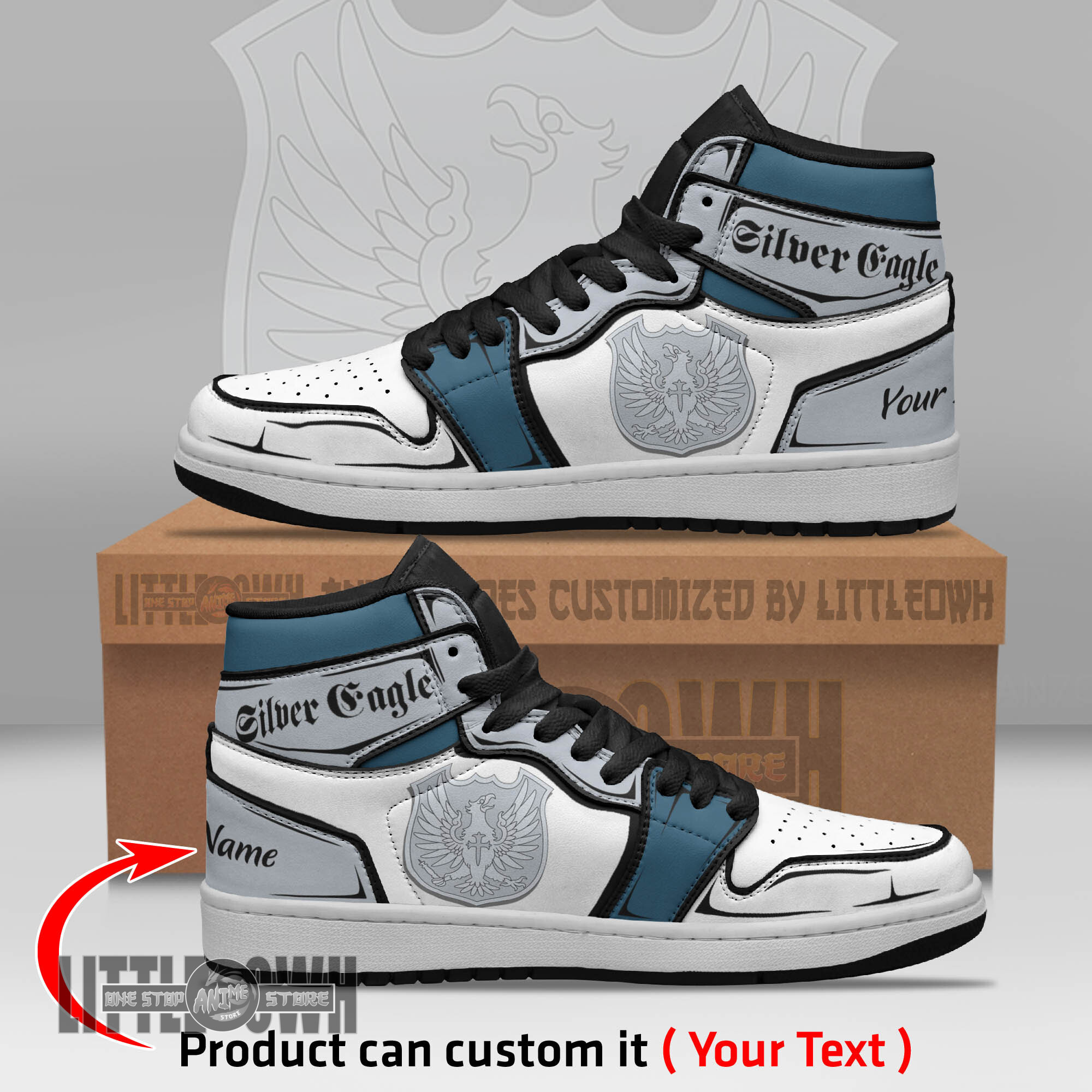 Silver Eagle Persionalized Shoes Black Clover Anime Boot Sneakers