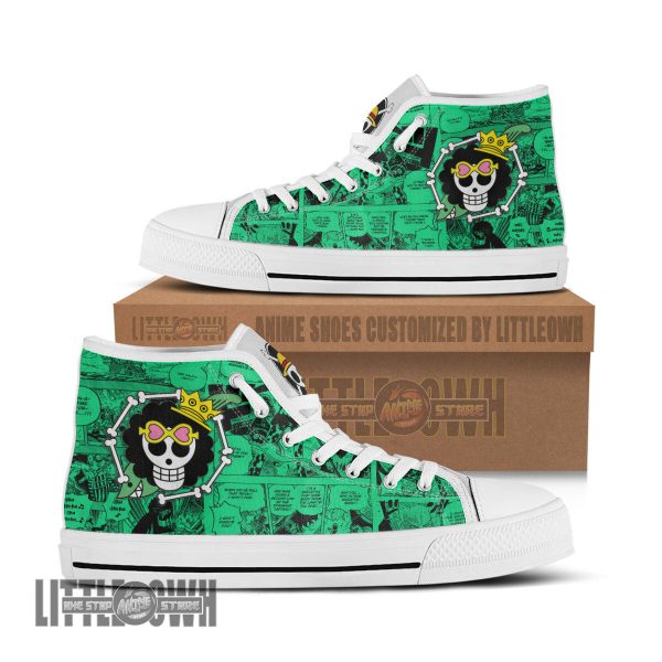 Soul King Brook Jolly Roger High Top Canvas Shoes One Piece Anime Mixed Manga Style