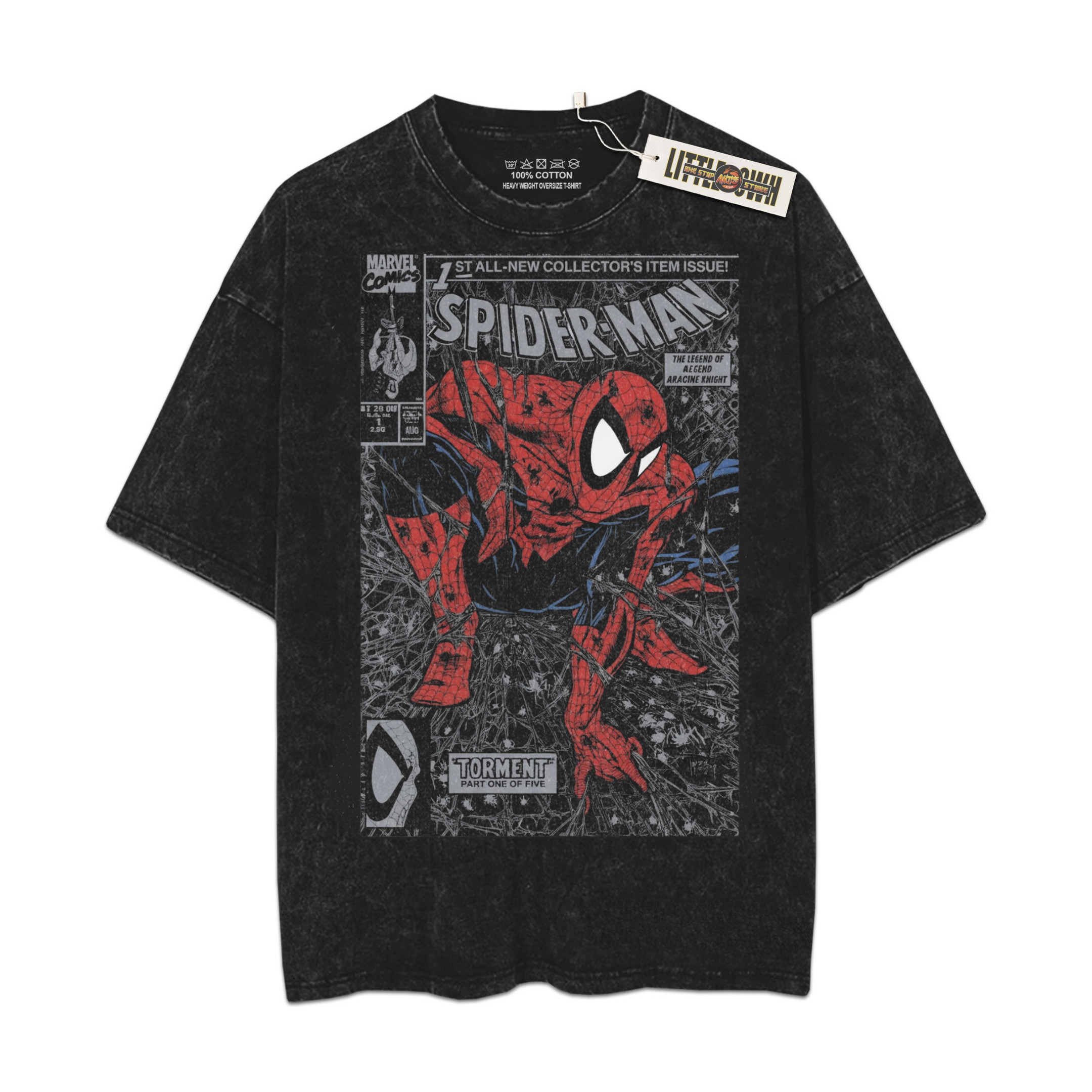 Spider Man Vintage Shirt Comic Oversized Washed Tees