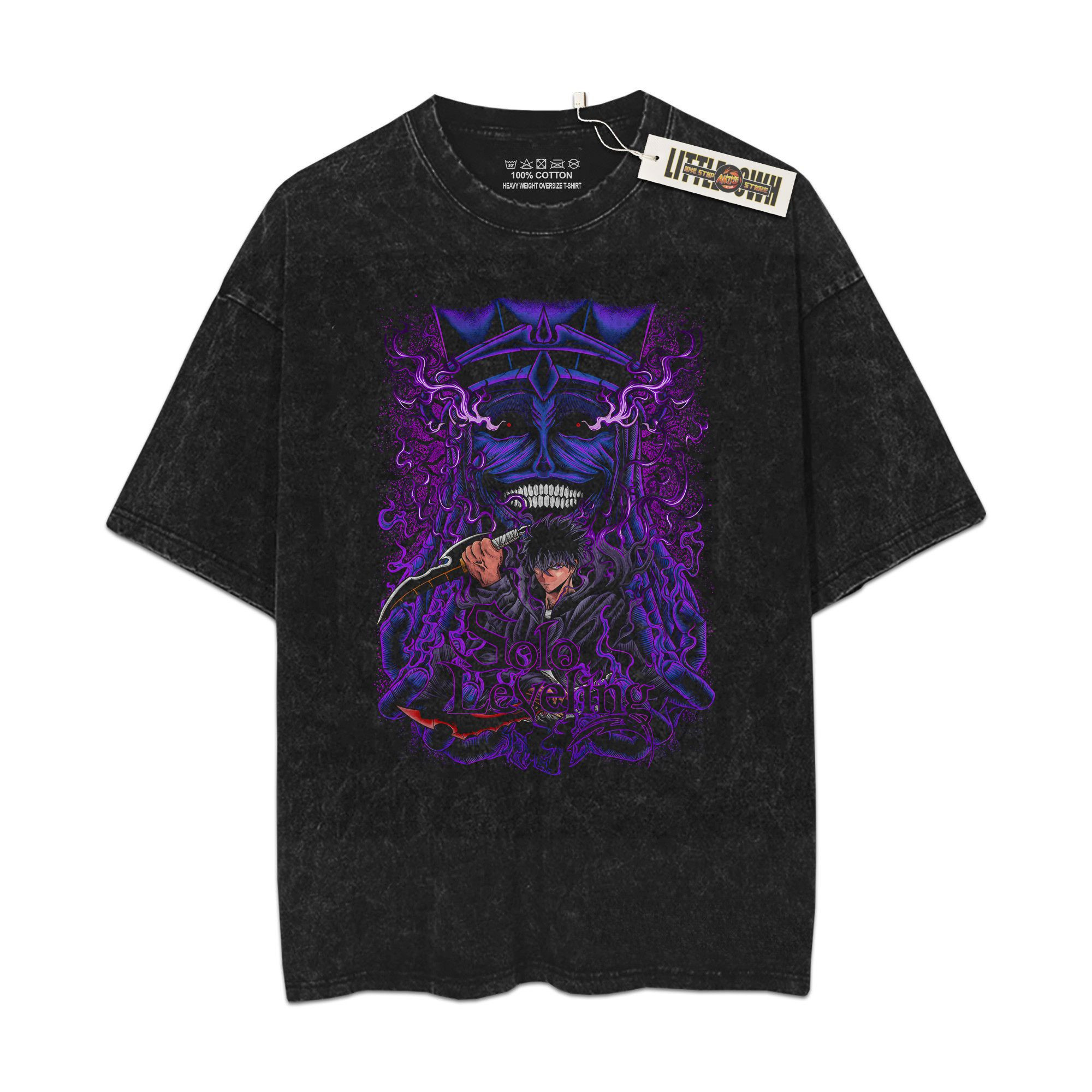 Sung Jin Woo Vintage Shirt 1 Leveling Oversized Washed Tees - Custom Anime Tee