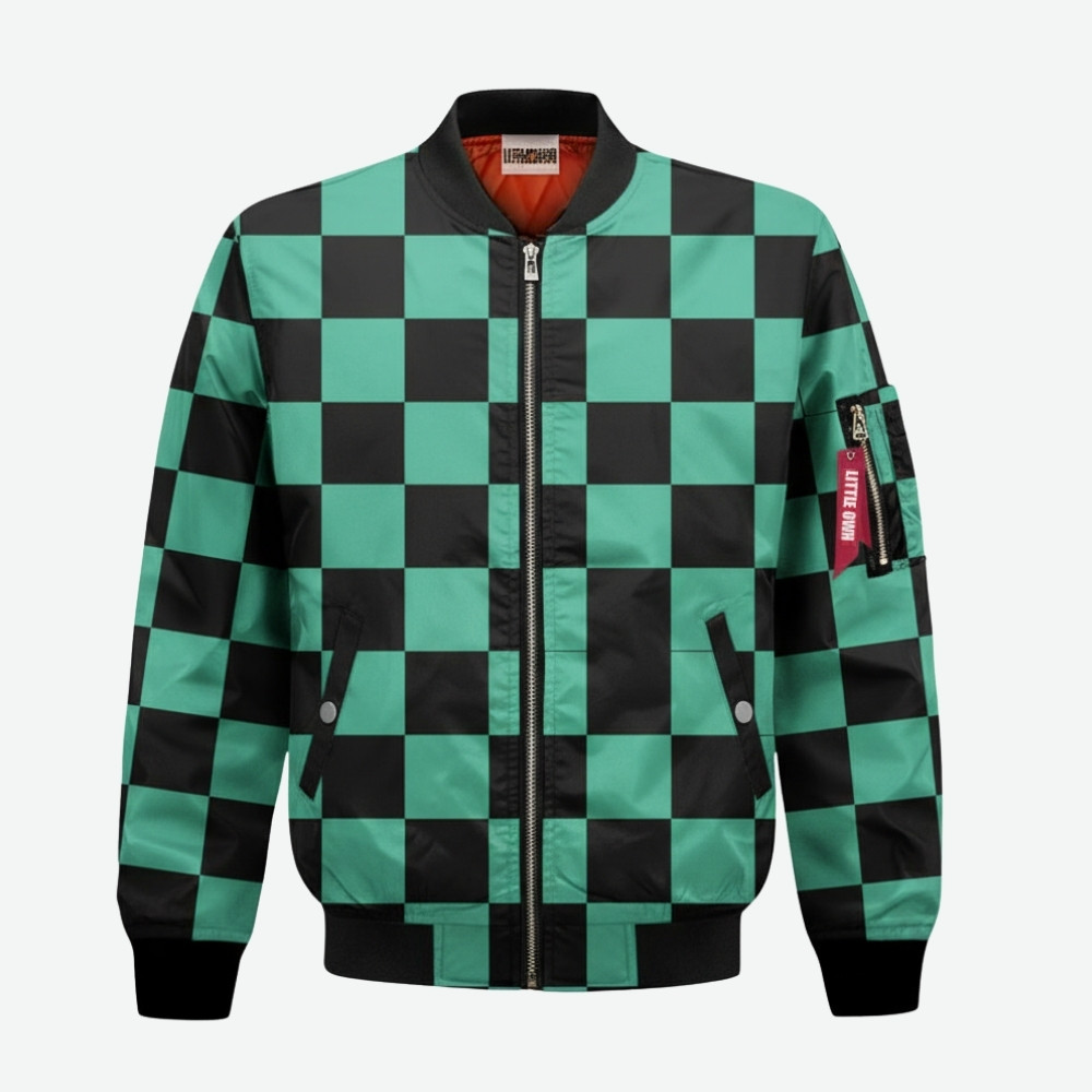 Tanjiro Kamado Pattern Bomber Jacket Custom Demon Slayer Cosplay Costumes