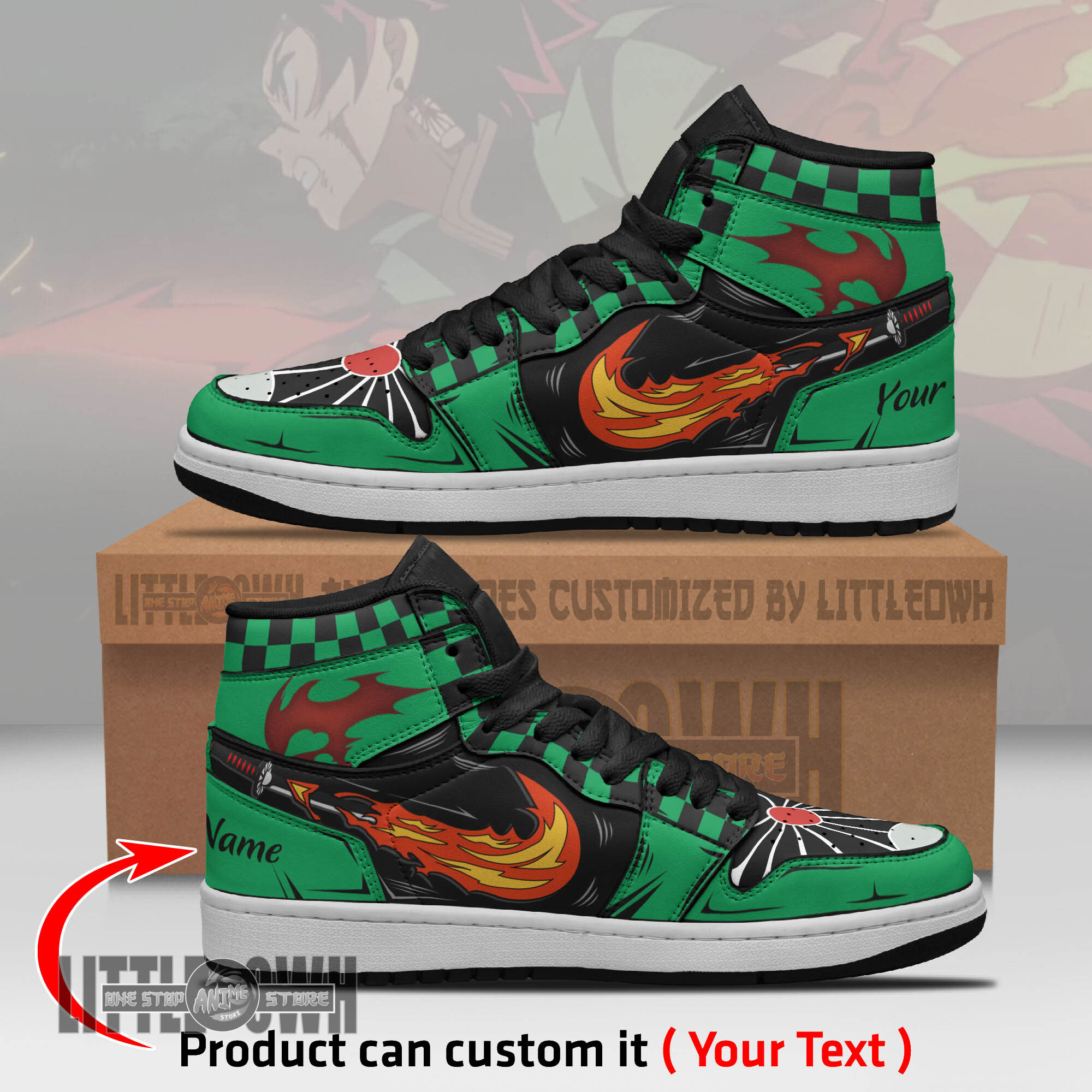 Tanjiro Sun Breathing Persionalized Shoes Demon Slayer Anime Boot Sneakers