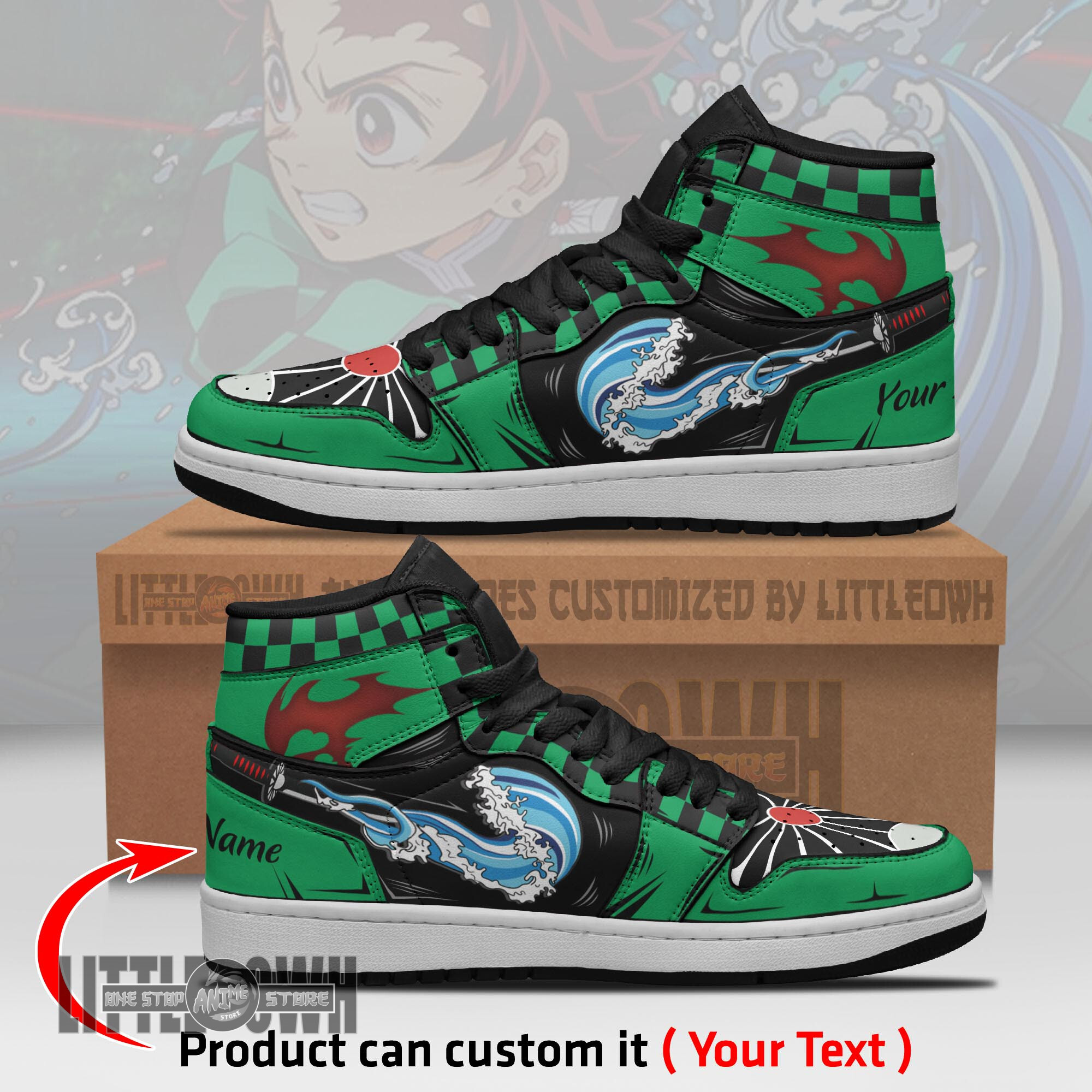 Tanjiro Water Breathing Persionalized Shoes Demon Slayer Anime Boot Sneakers