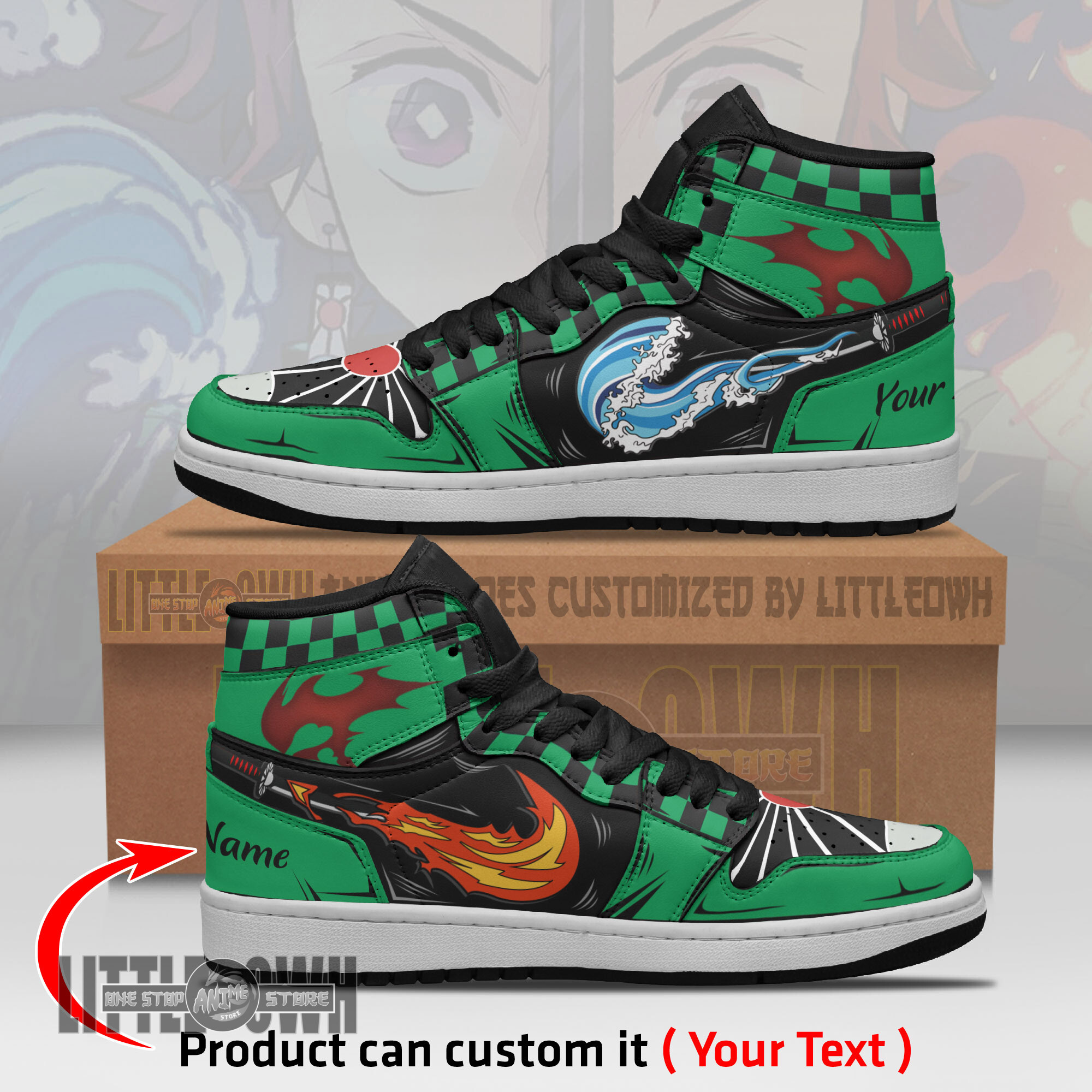 Tanjiro Water x Sun Breathing Persionalized Shoes Demon Slayer Anime Boot Sneakers