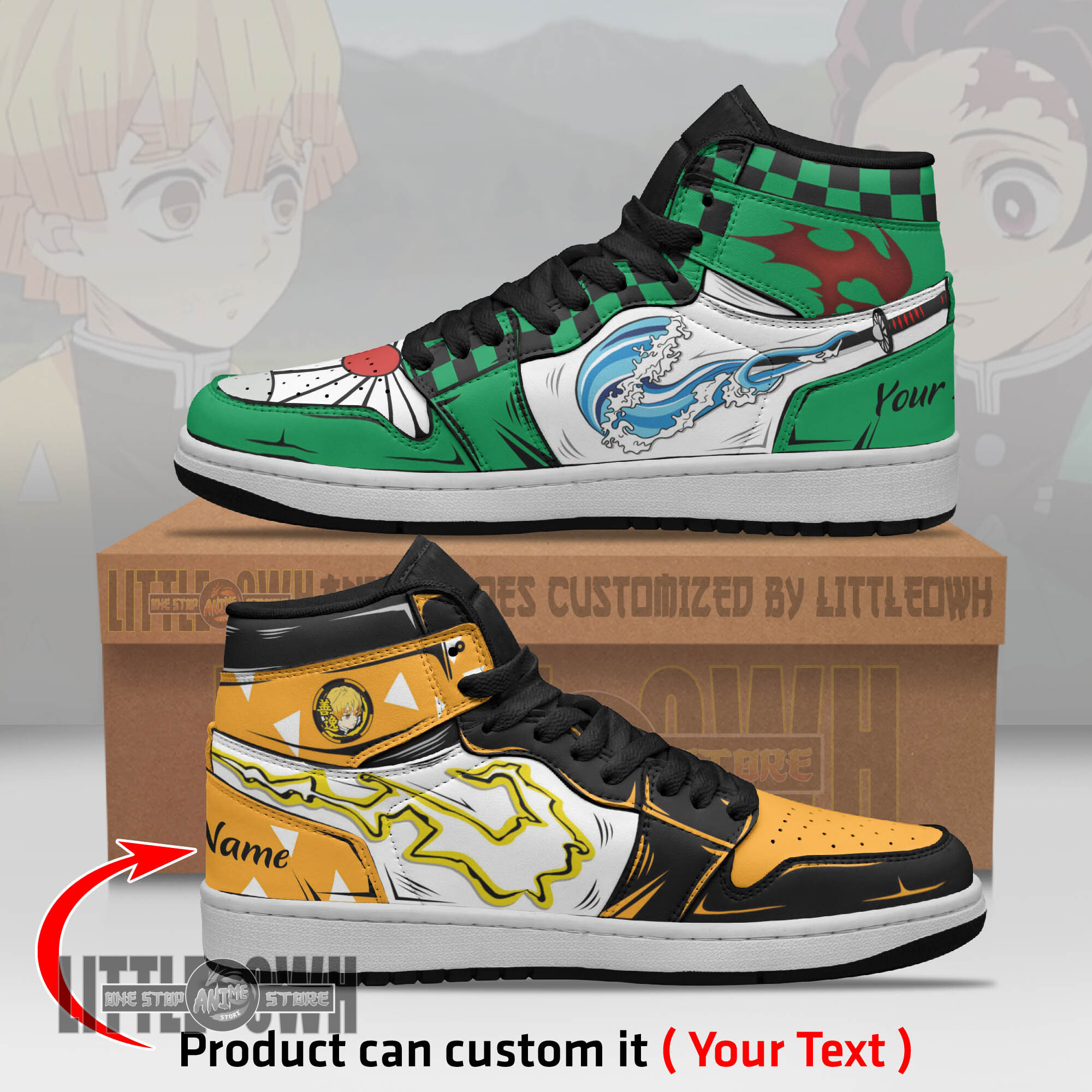 Tanjiro x Zenitsu Persionalized Shoes Demon Slayer Anime Boot Sneakers