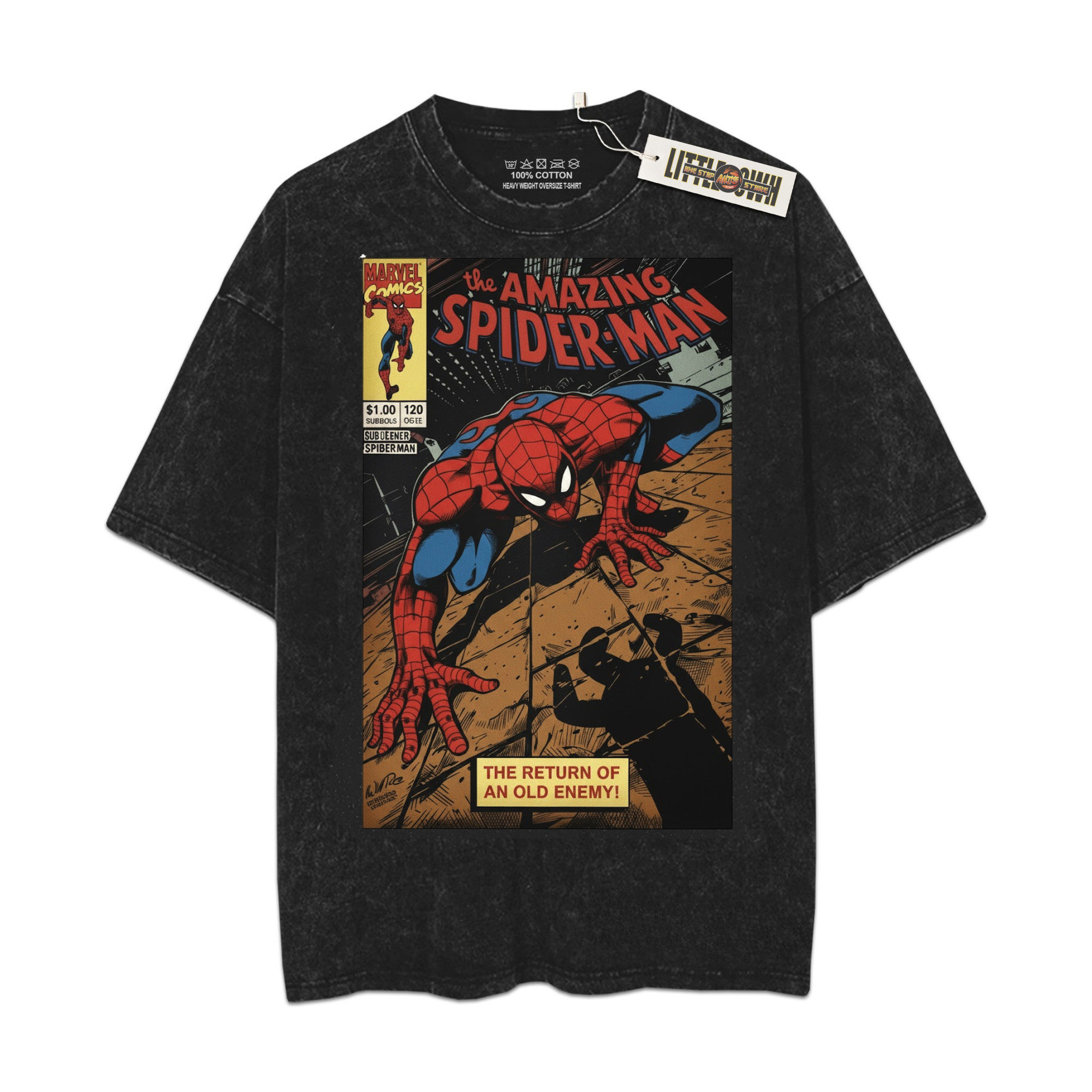 The Amazing Spider Man Vintage Shirt Comic Oversized Washed Tees