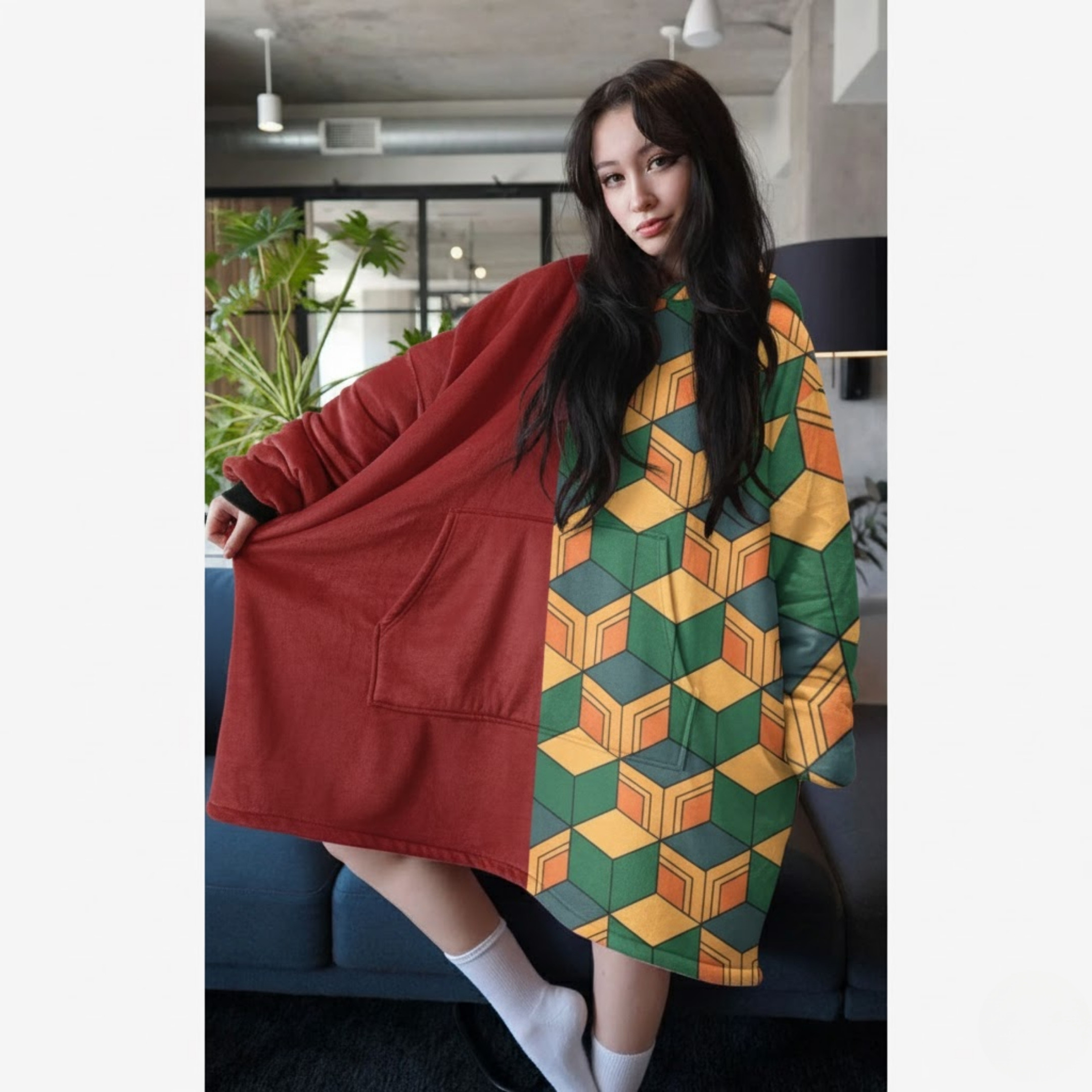 Alternative view of Tomioka Giyuu KnY Blanket Hoodie