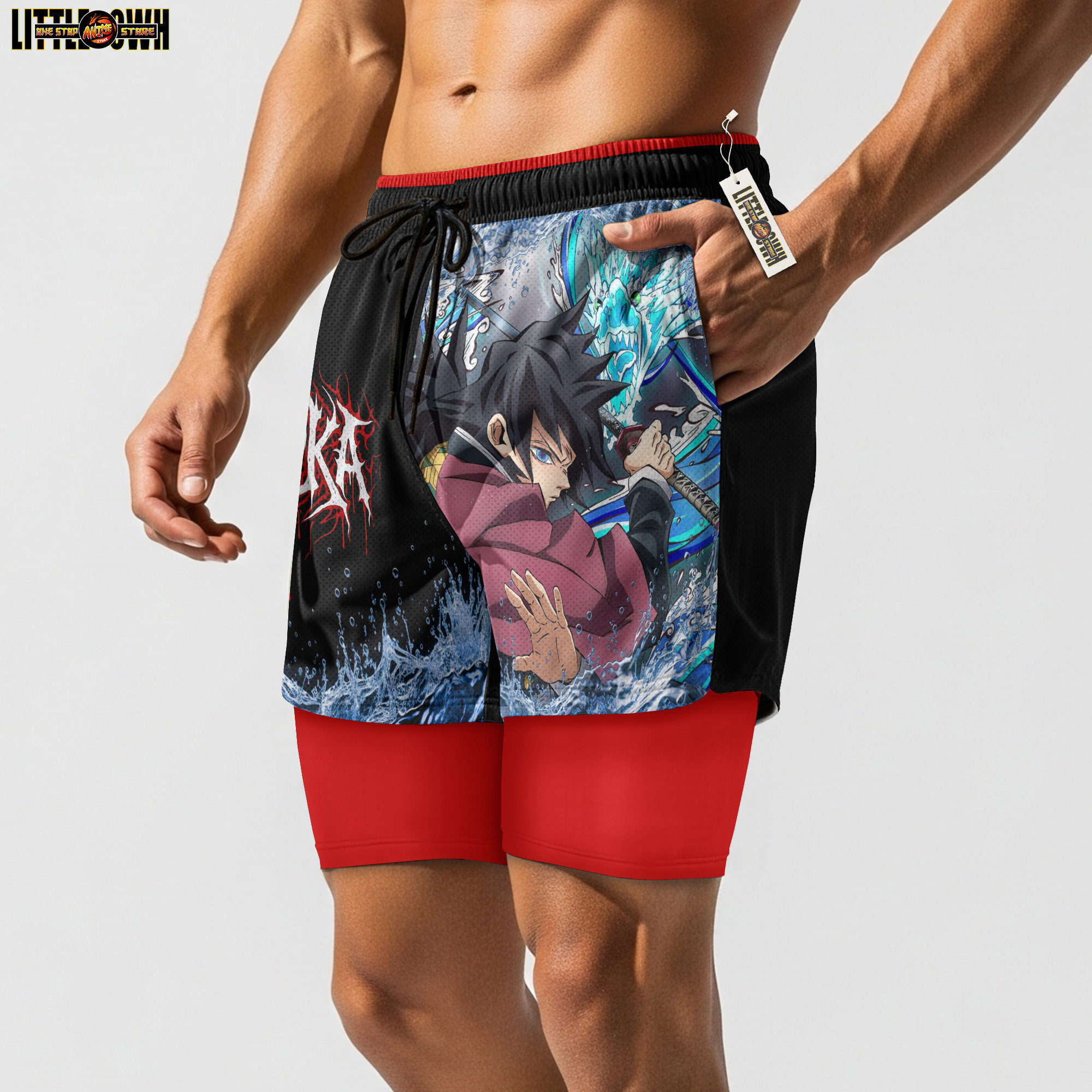 Tomioka Giyuu KnY Performance Shorts - Wetar Breathing Running Shorts, Gym Shorts 4 Tomioka Giyuu KnY Performance Shorts - Wetar Breathing Running Shorts, Gym Shorts - Image 4