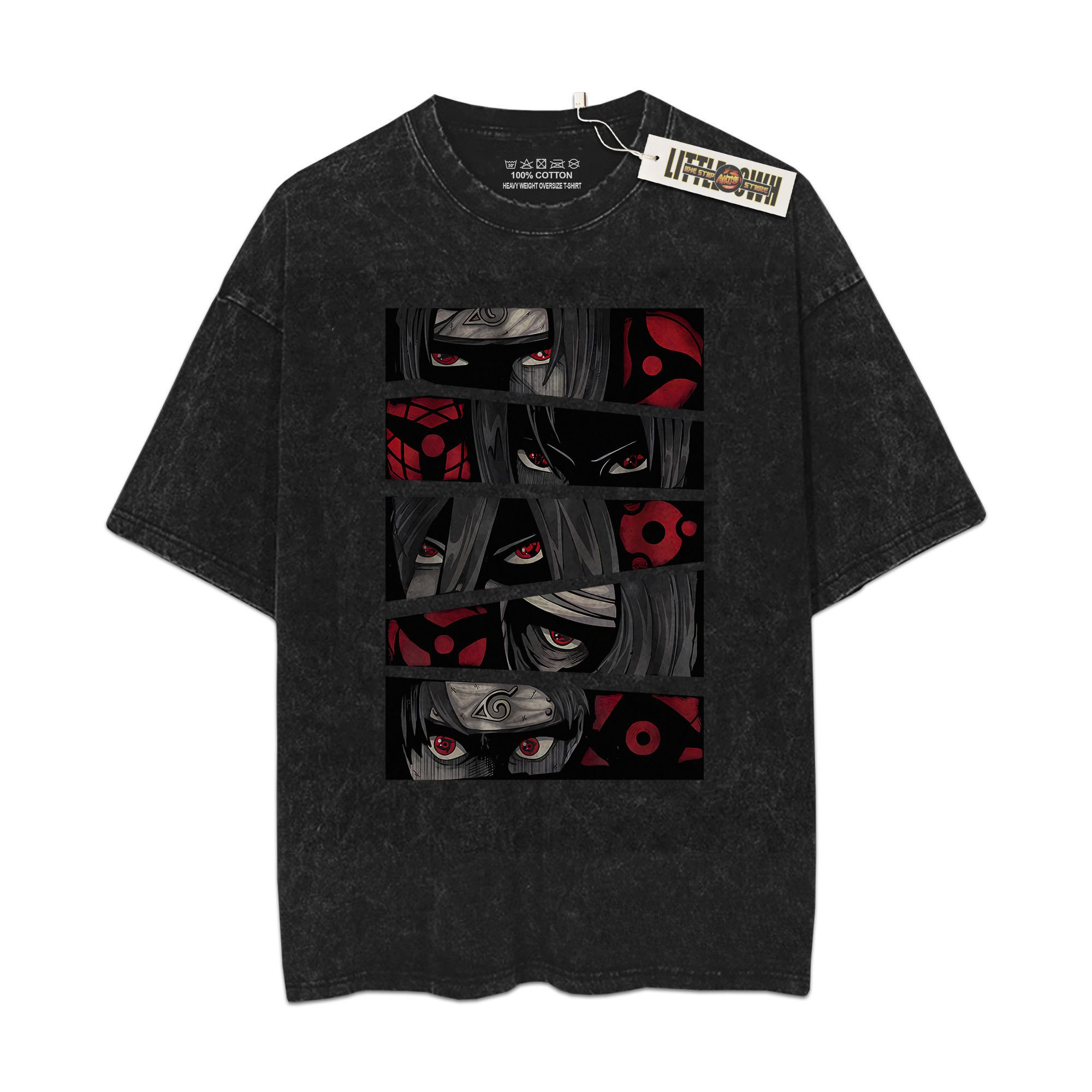 Uchiha Sharingan Vintage Shirt Nrt Oversized Washed Tees - Custom Anime Tee