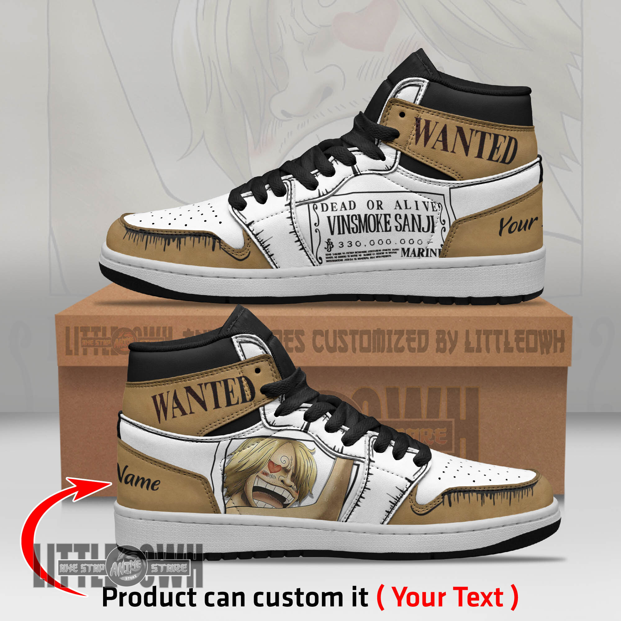 Vinsmoke Sanji Wanted Persionalized Shoes One Piece Anime Boot Sneakers
