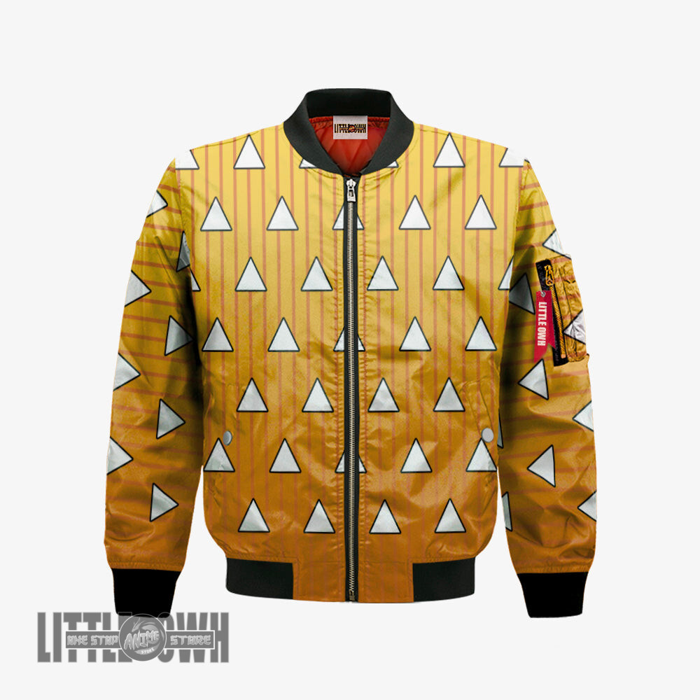 Zenitsu Agatsuma Pattern Bomber Jacket Custom Demon Slayer Cosplay Costumes