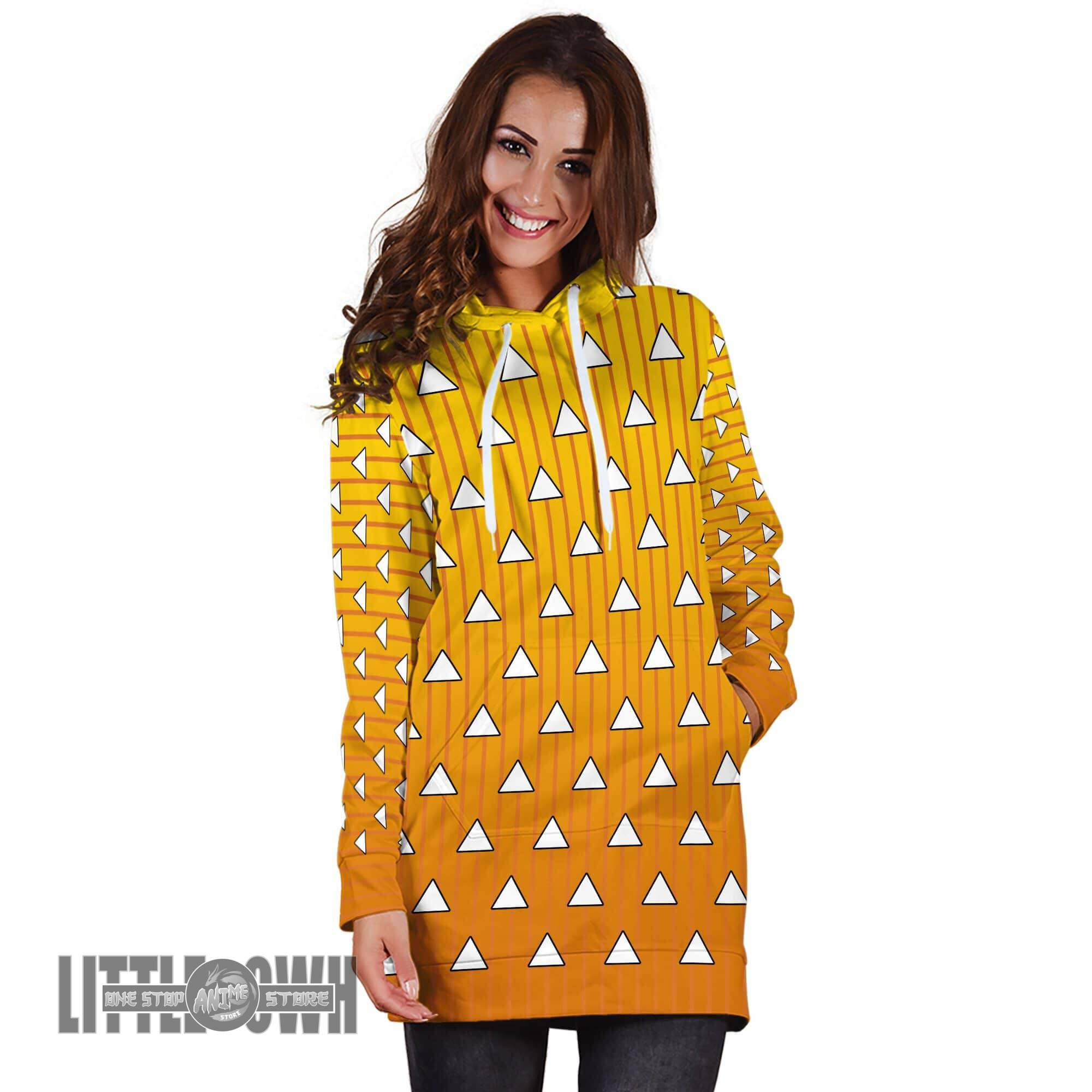 Zenitsu Agatsuma Pattern Custom Anime Demon Slayer Women Hoodie Dress