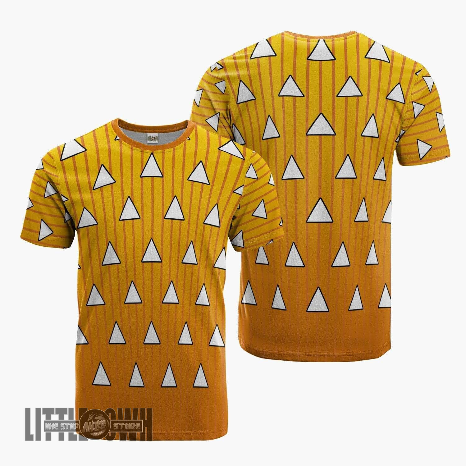 Zenitsu Agatsuma Pattern T Shirt KNY Clothes Anime Merch Casual Cosplay Costume