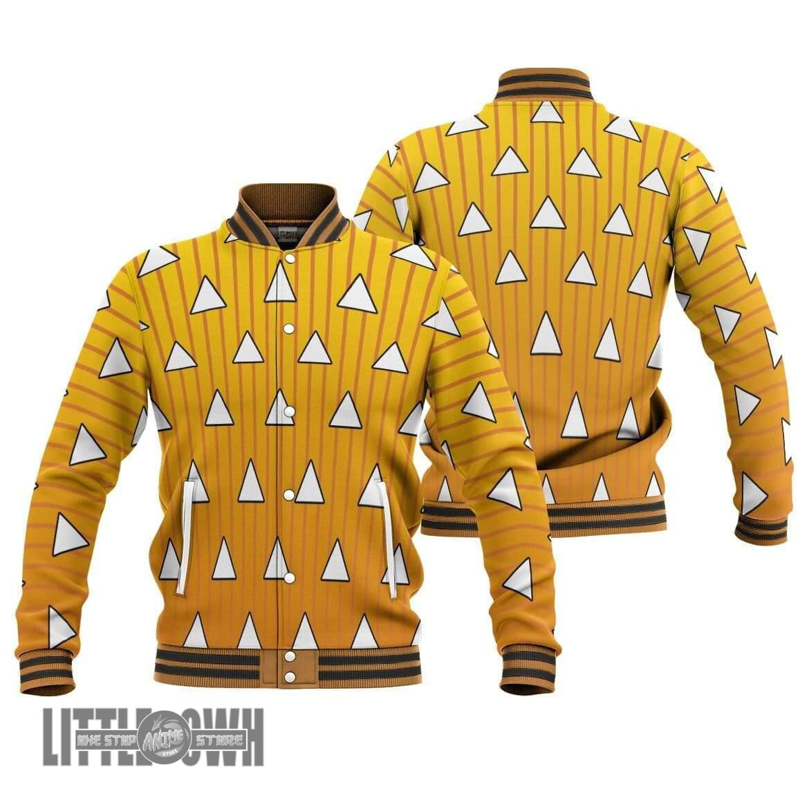 Zenitsu Agatsuma Pattern Unisex Custom Demon Slayer Baseball Jacket Anime Casual Cosplay Costume