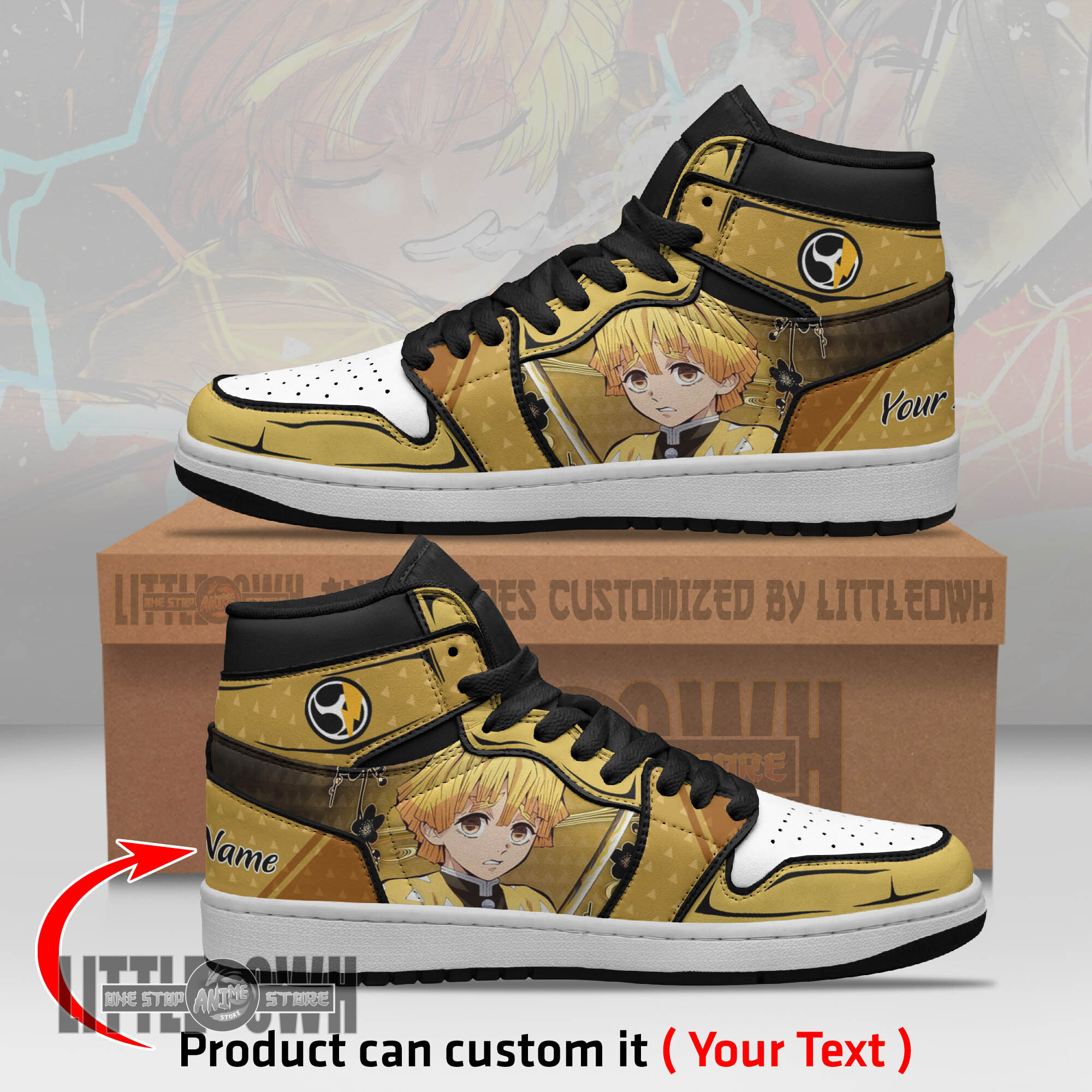 Zenitsu Agatsuma Persionalized Shoes Demon Slayer Anime Boot Sneakers
