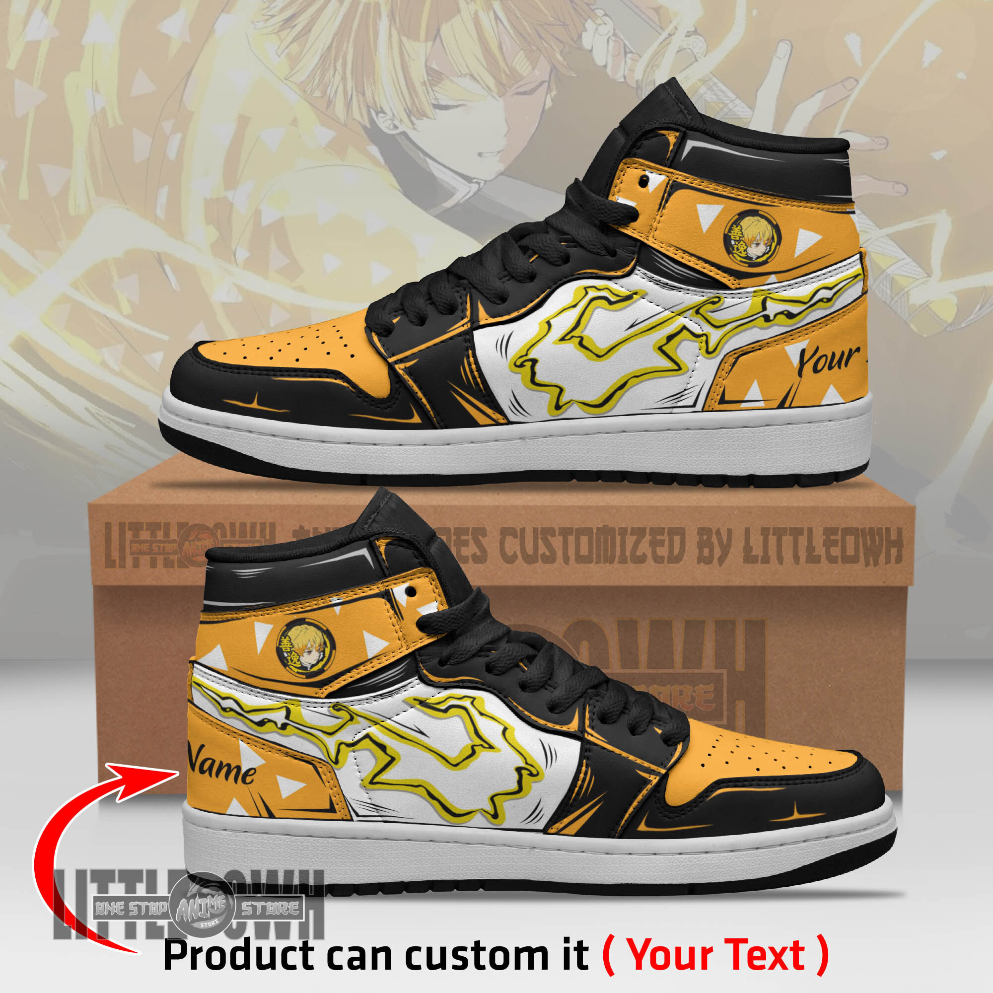 Zenitsu Agatsuma Persionalized Shoes Demon Slayer Anime Boot Sneakers