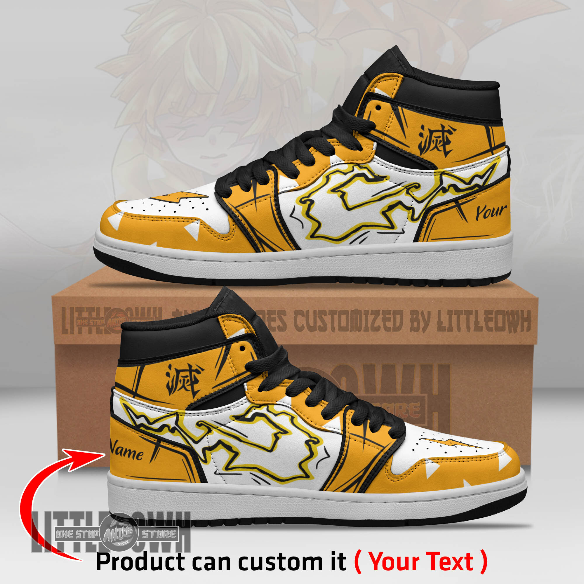 Zenitsu Agatsuma Persionalized Shoes Thunder Breathing Demon Slayer Anime Boot Sneakers