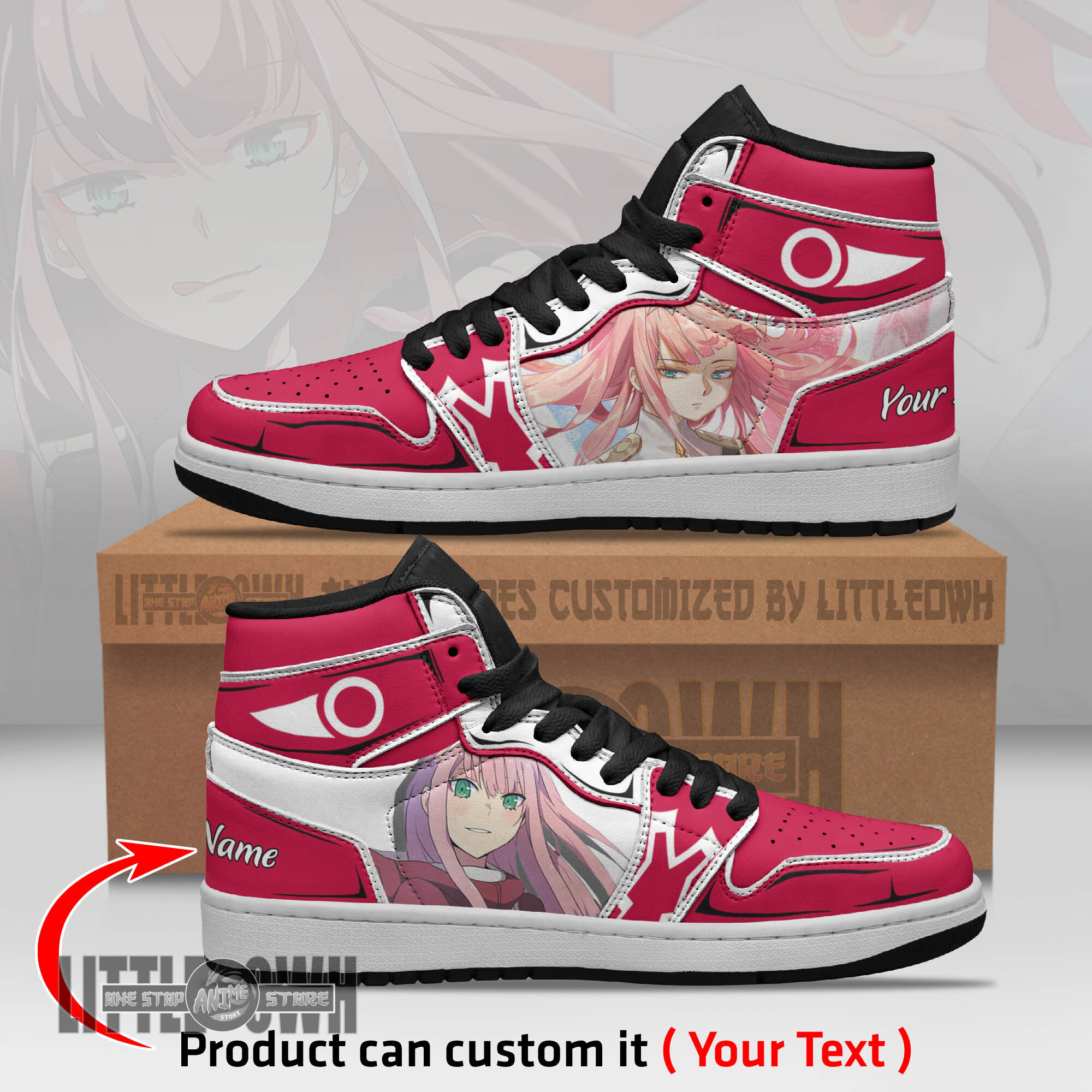 Zero Two Persionalized Shoes Darling In The Franxx Anime Boot Sneakers