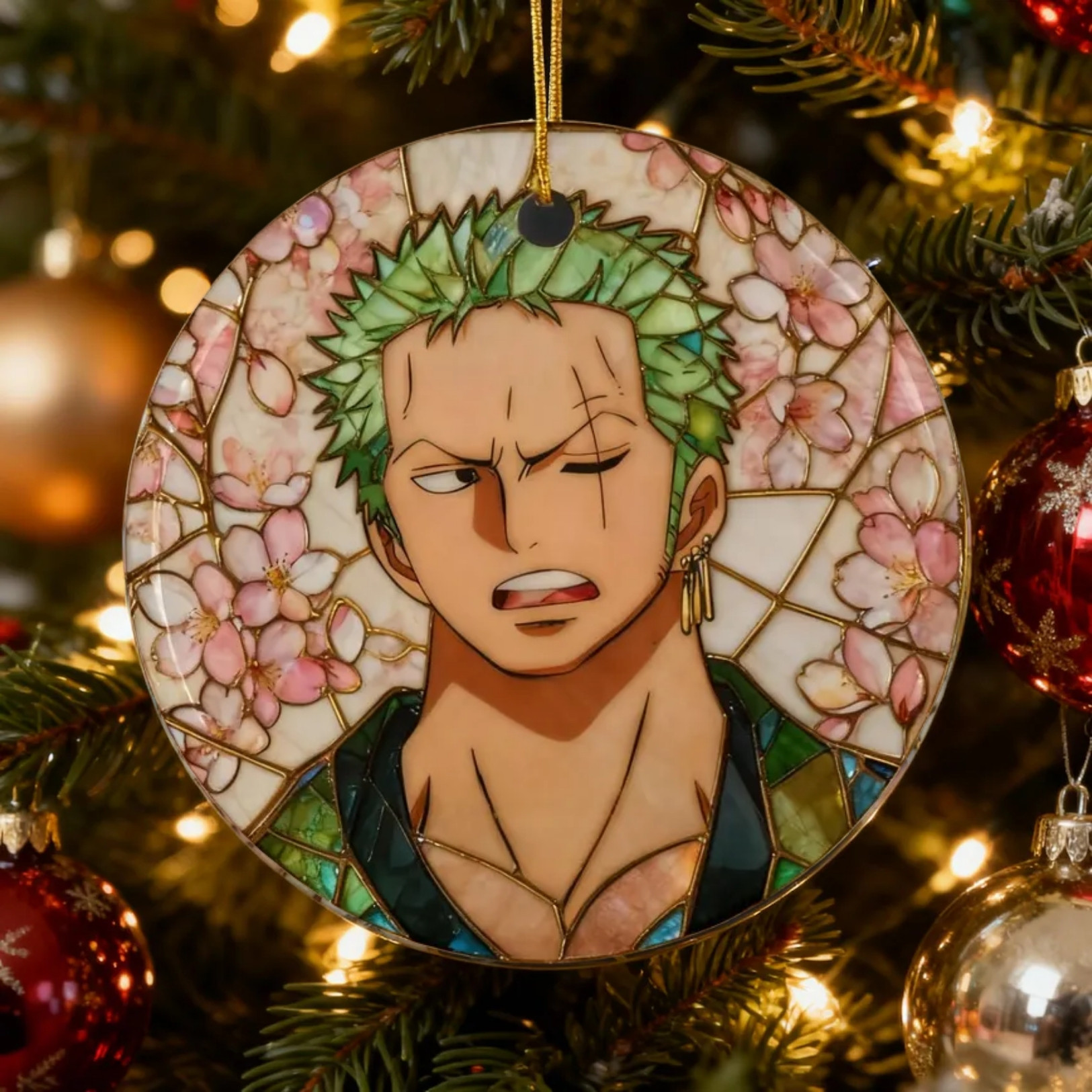 Zoro OP Christmas Ornament - Personalized 2-Sided Xmas Gift for Fans