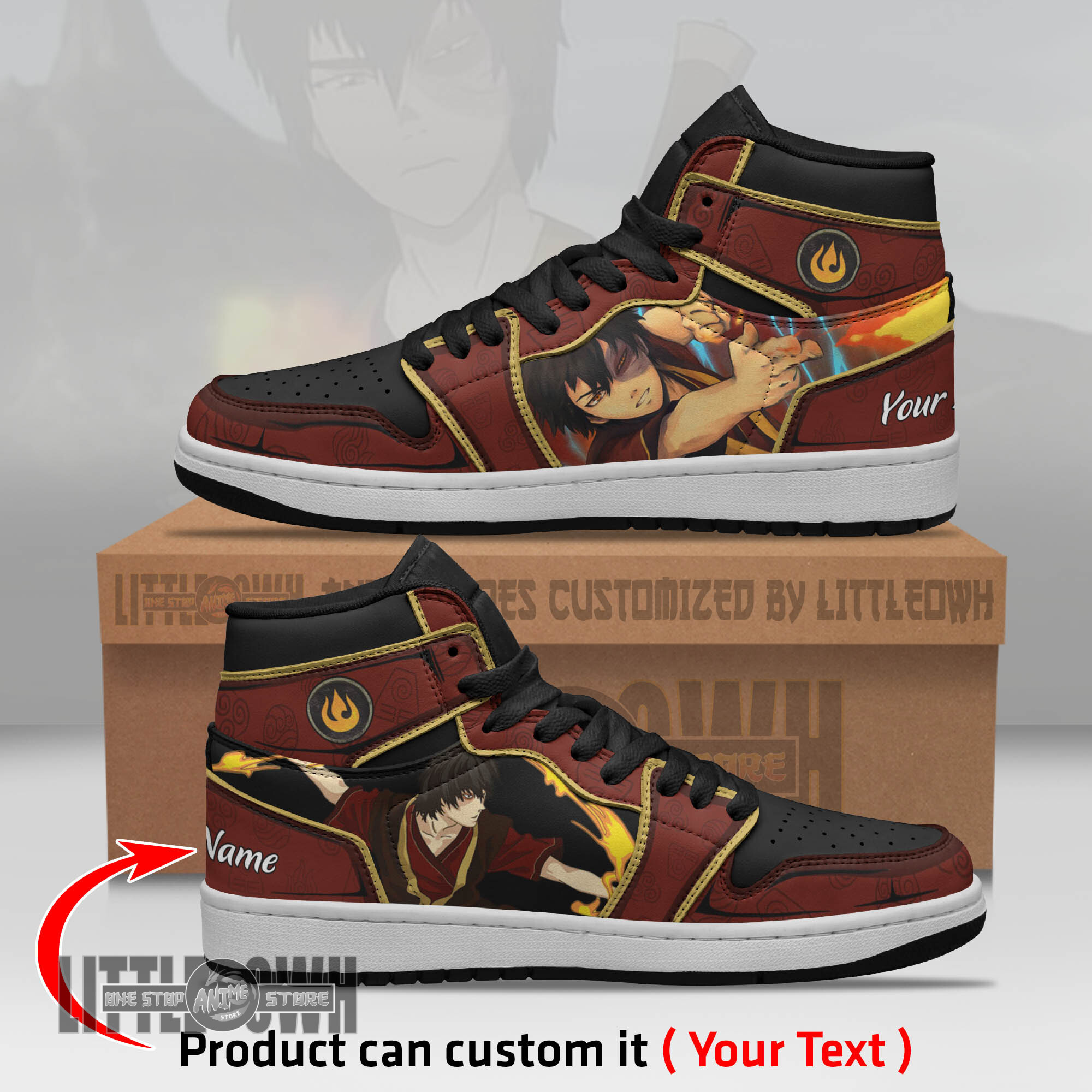 Zuko Persionalized Shoes Avatar The Last Airbender Anime Boot Sneakers